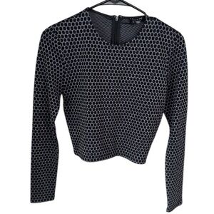 Theory shirt NEW small Black Patterned cropped Top long sleeve stretch